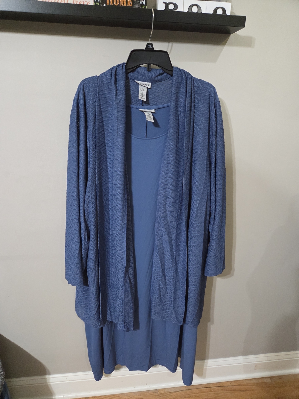 Catherines Slate Blue Open-Front Cardigan & Dress Set